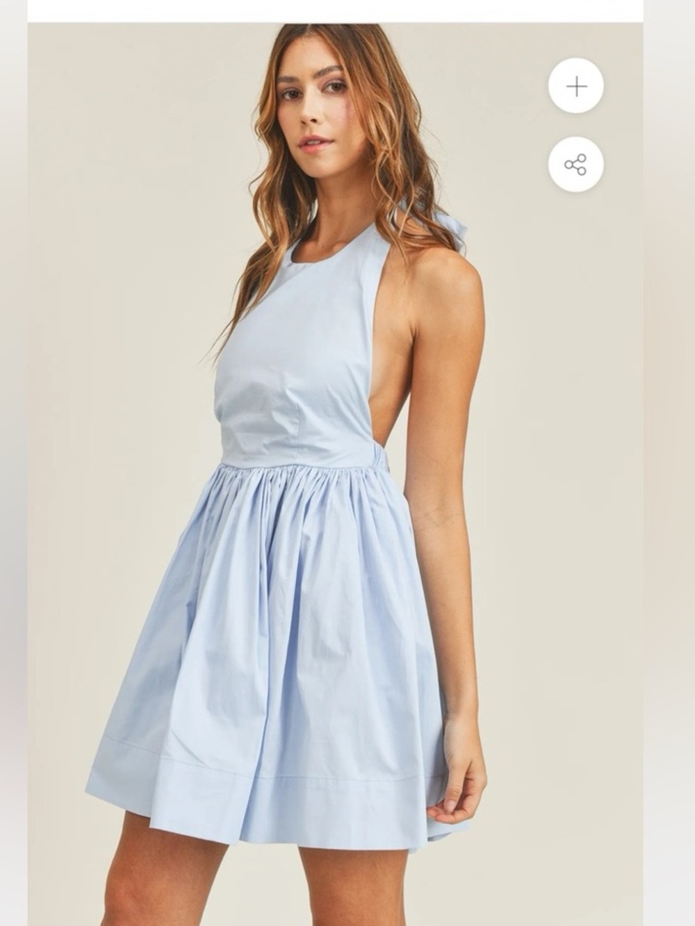 Mable Light Blue Halter Fit & Flare Dress